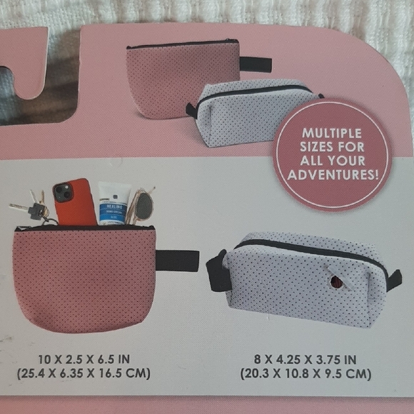 Mayim 2 Pc. Travel Bag Set Pinks With Black Polka Dots New - Picture 10 of 13